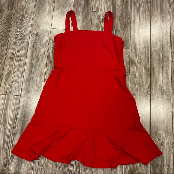 Gap Red Apron-back flounce dress (Size 12) - Picture 2 of 7